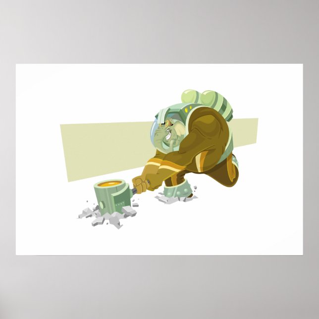 Póster Elefante espacial (Frente)