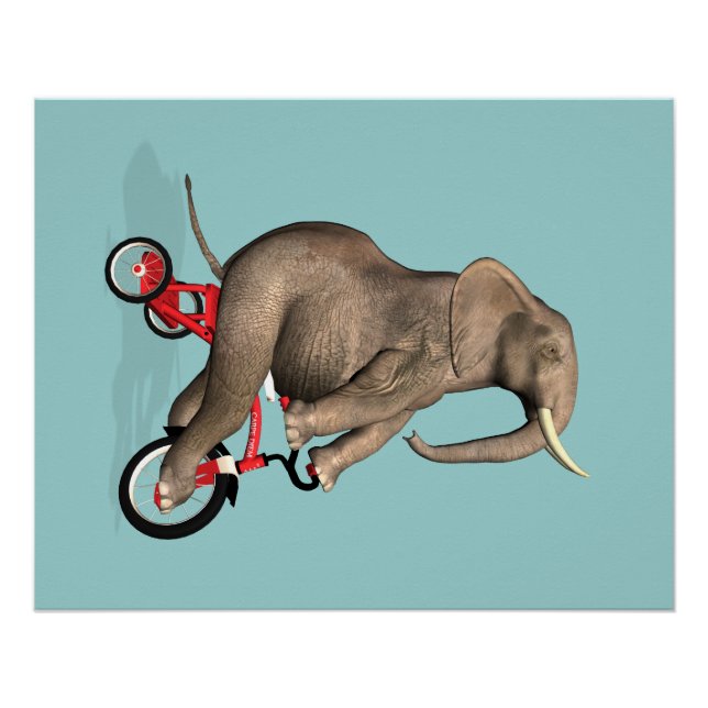 Póster Elefante Feliz En Triciclo (Anverso)