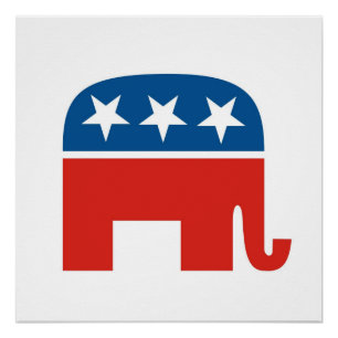 Póster elefante fiesta republicano de estados unidos