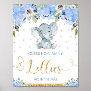 Póster Elefante Floral Azul adivina cuántos juegos de vil
