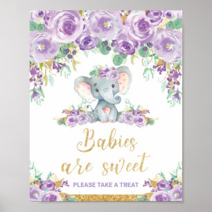 Póster Elefante Floral Baby Shower Los bebés son dulces