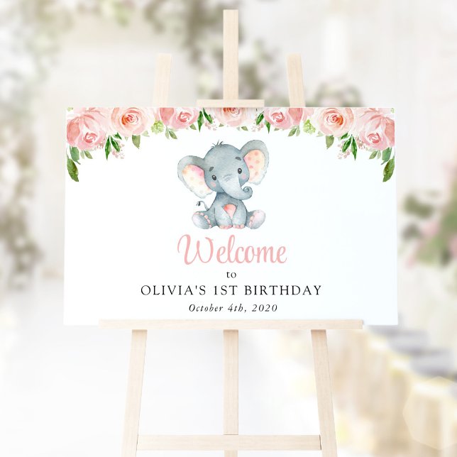 Póster Elefante, Flores Rosa, Primera Bienvenida (Subido por el creador)