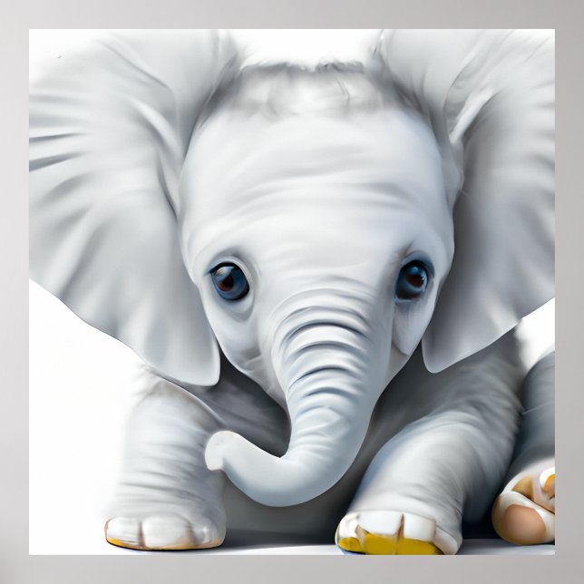 Póster Elefante Gray Baby Adorable (Frente)