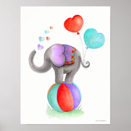 Póster Elefante gris circo caprichoso en una guardería de