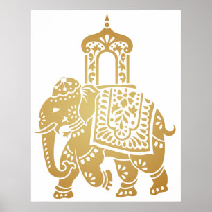 Póster Elefante indio de oro
