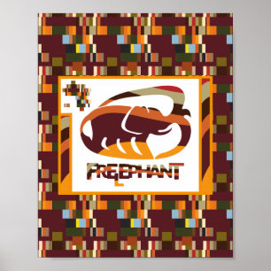 PÓSTER ELEFANTE LIBRE DE MASANSER PIXELAT