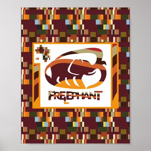 PÓSTER ELEFANTE LIBRE DE MASANSER PIXELAT (Frente)