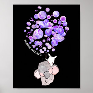 Póster Elefante lindo resonando globos púrpura sobredosis