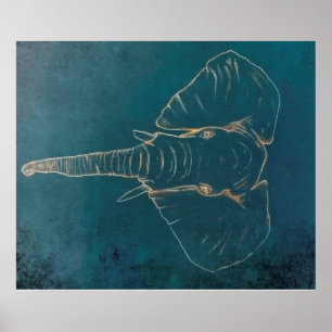 Póster Elefante neón oscuro