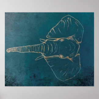 Póster Elefante neón oscuro