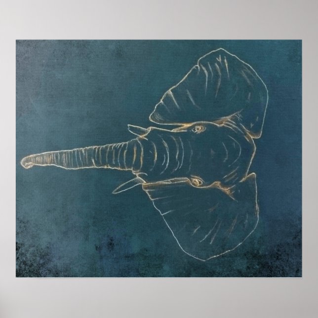 Póster Elefante neón oscuro (Frente)