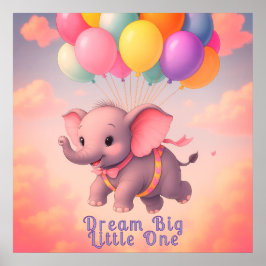 Póster Elefante Pastel Flying Baby, Nursera Personalizado