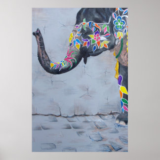 Póster Elefante pintado