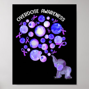 Póster Elefante que sopla leones morados sobredosis Aware