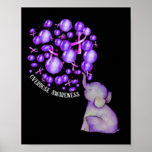 Póster Elefante que sopla leones morados sobredosis Aware