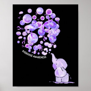 Póster Elefante que sopla leones morados sobredosis Aware
