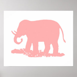 Póster Elefante rosa