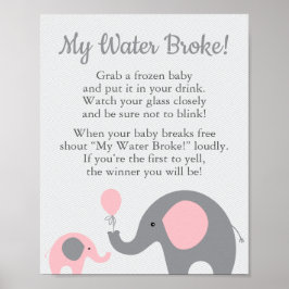 Póster Elefante rosa Baby Shower Mi Rótulo de juego de br