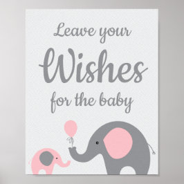 Póster Elefante rosa Baby Shower quiere Rótulo para bebés