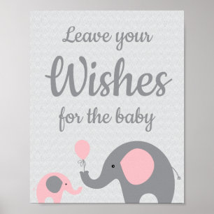 Póster Elefante rosa Baby Shower quiere Rótulo para bebés