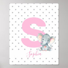Elefante Rosa Chica Personalizada Nursera Nombra