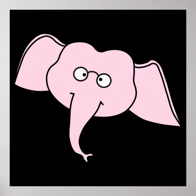 Póster Elefante rosa con gafas. Personalizado (Frente)