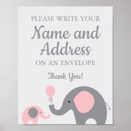 Póster Elefante rosa escribe tu dirección de nombre en so
