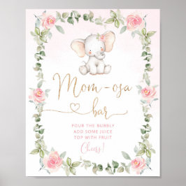 Póster elefante rosa floral Poster de bar mamá-osa