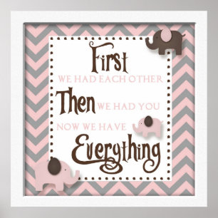 Póster Elefante rosa Nursera Word Wall Wall Art
