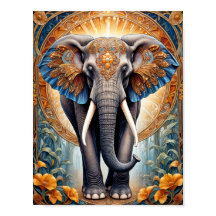 Elefante sagrado de la India sobre patrones étnico