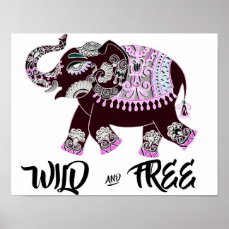 Póster Elefante salvaje y libre
