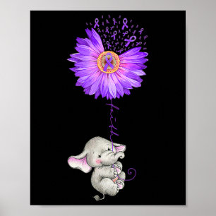 Póster Elefante Sostener Giro púrpura Fibromialgia Awaren