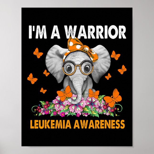 Póster Elefante Soy una conciencia de leucemia guerrera (Frente)