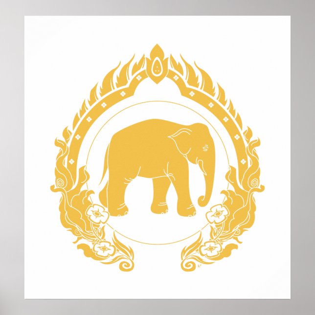 Póster Elefante tailandés (oro) (Frente)