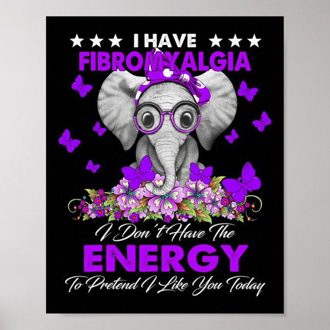 Póster Elefante Tengo Regalos De Conciencia De La Fibromi (Frente)