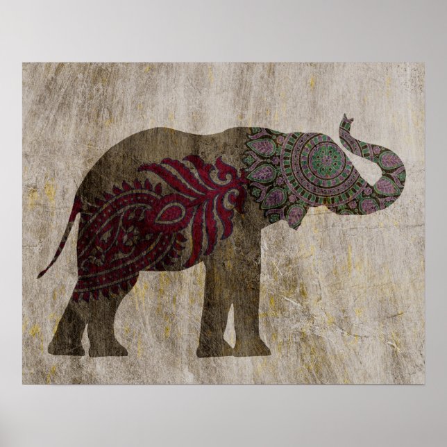 Póster Elefante tribal zen (Frente)