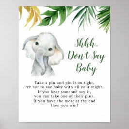 Póster Elefante tropical Baby Shower no dice bebé