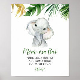 Póster Elefante tropical Bar Baby Shower Mom-osa