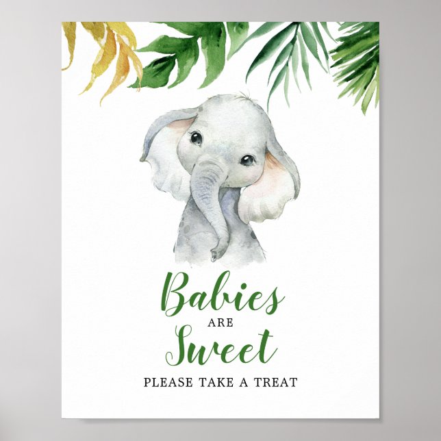 Póster Elefante tropical Los bebés de Baby Shower son dul (Frente)