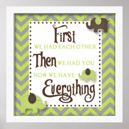 Póster Elefante Verde Nursera Word Wall Wall Art