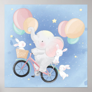 Póster Elefante Y Bunnies