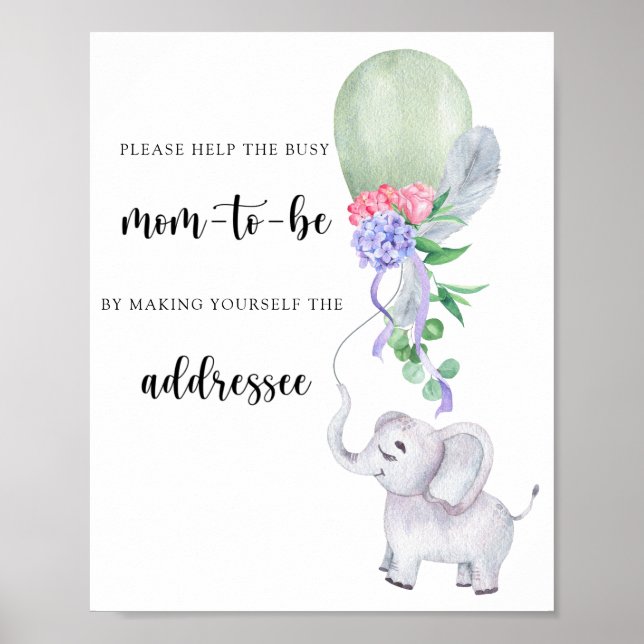 Póster Elefante y globo - Ayuda a la futura madre ocupada (Frente)