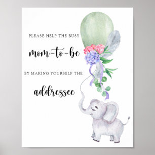 Póster Elefante y Globo - Ayuda a la futura mamá ocupada