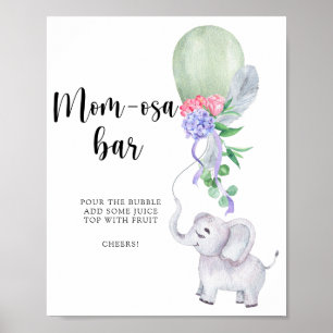 Póster Elefante y globo \ barra de Mamá-osa