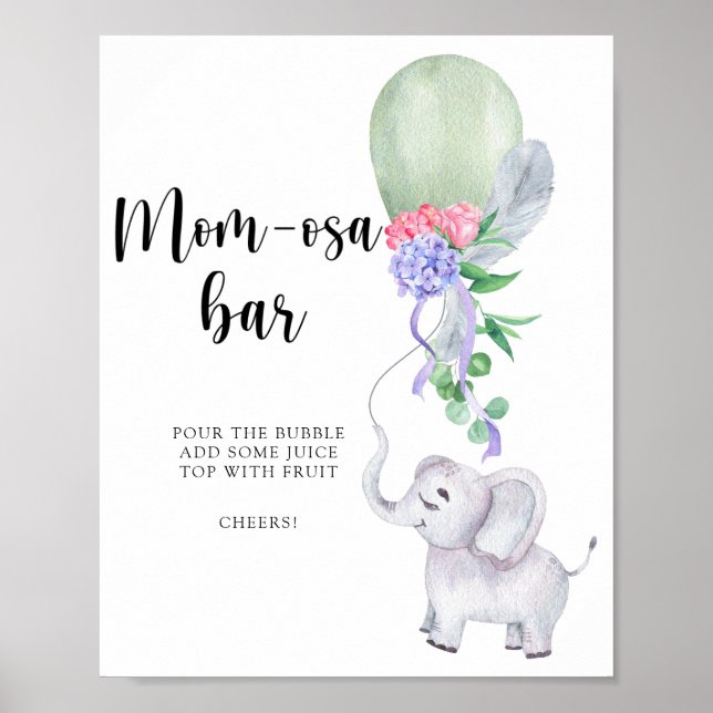 Póster Elefante y globo \ barra de Mamá-osa (Frente)
