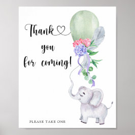 Póster Elefante y globo \ Gracias por venir
