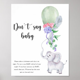 Póster Elefante y globo - No digas nena