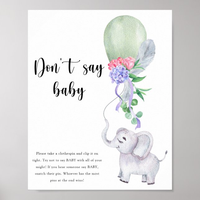 Póster Elefante y globo - No digas nena (Frente)