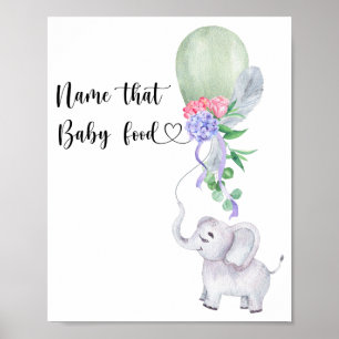 Póster Elefante y globo nombran a esa comida para bebé