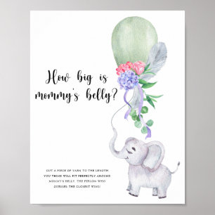 Póster Elefante y globo ¿Qué tan grande es el juego del v